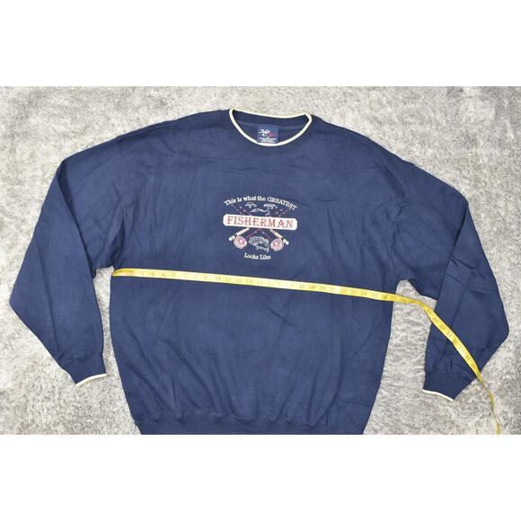 M&C Sport Fisherman Blue Pullover Sweater Crew Neck Big 2X, Cotton Blend - Picture 7 of 7